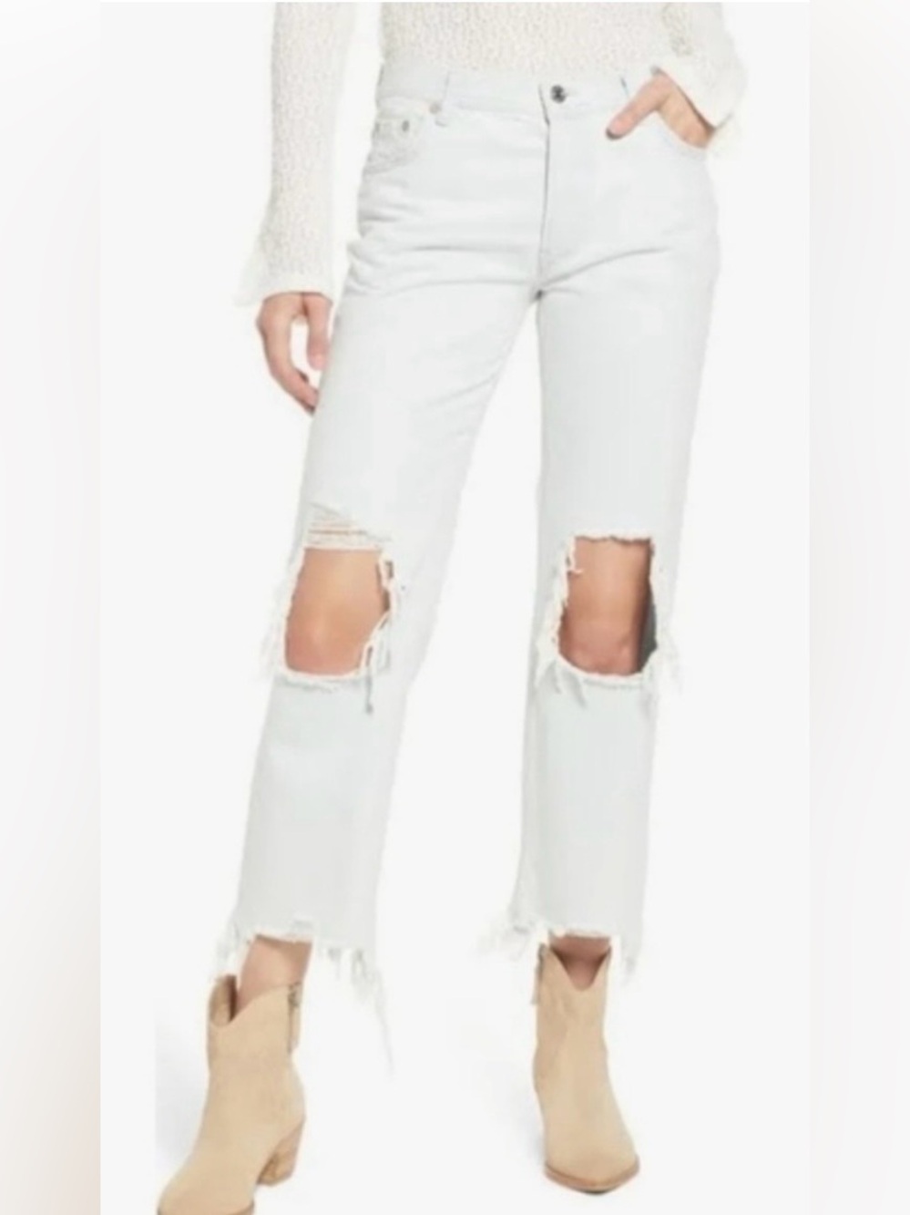 We The Free White Distressed Women Jeans